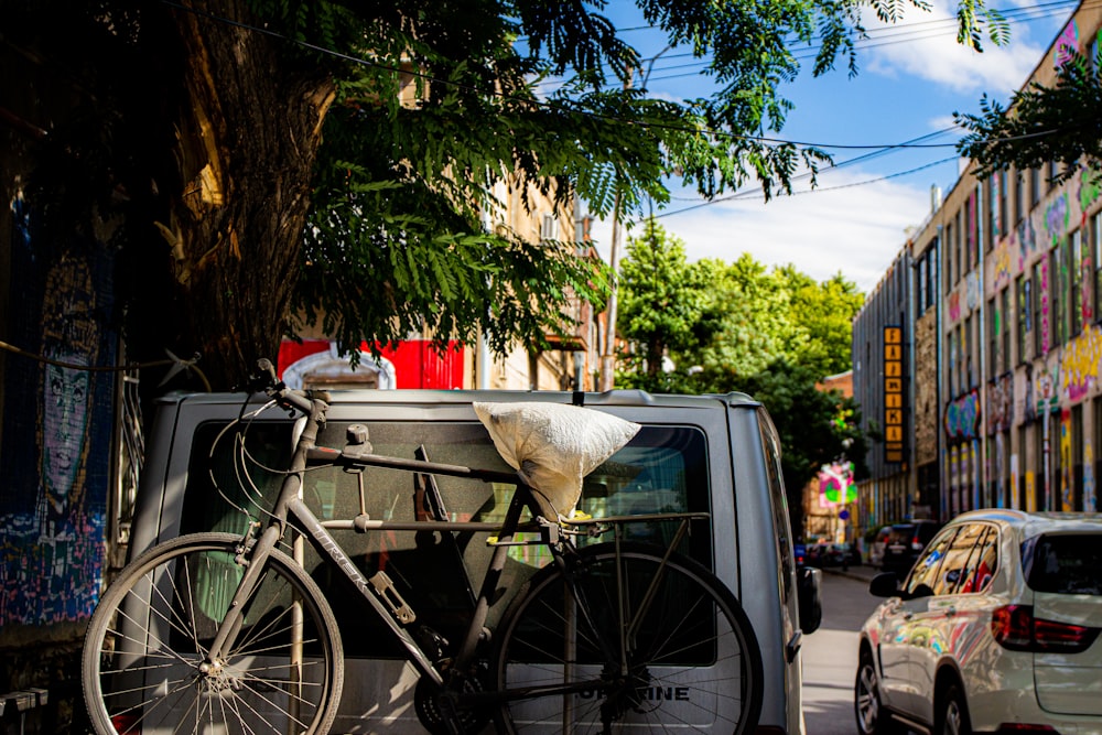 black commuter bike on van