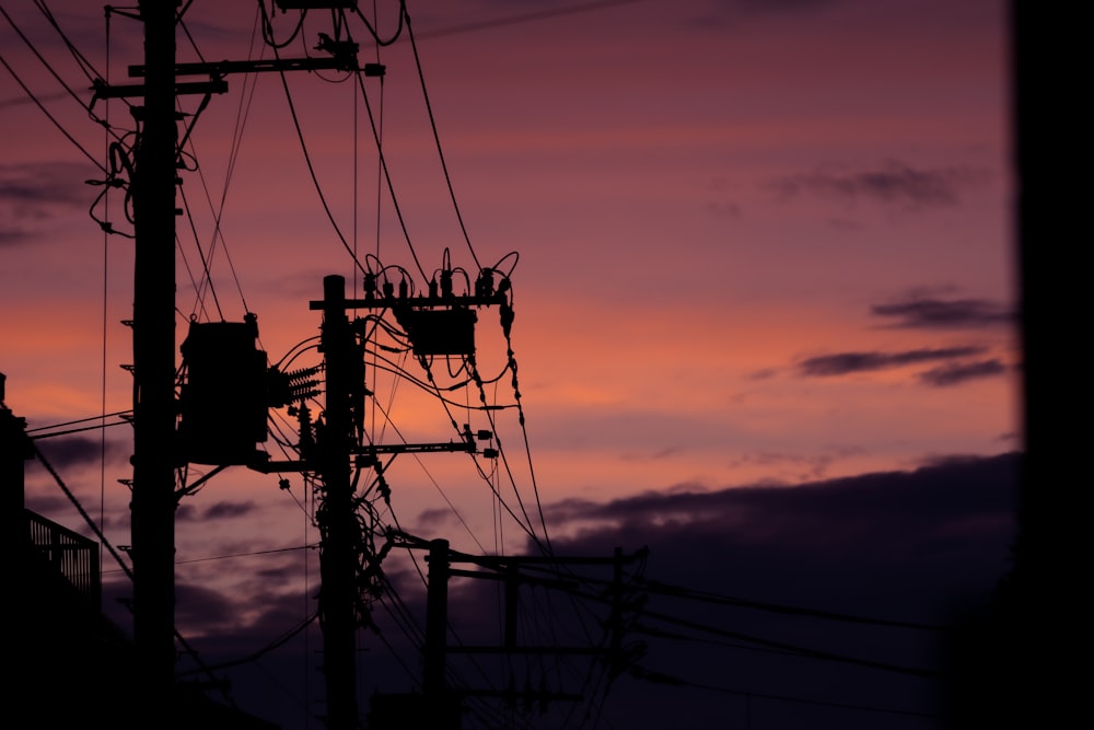 silhouette of electric post o
