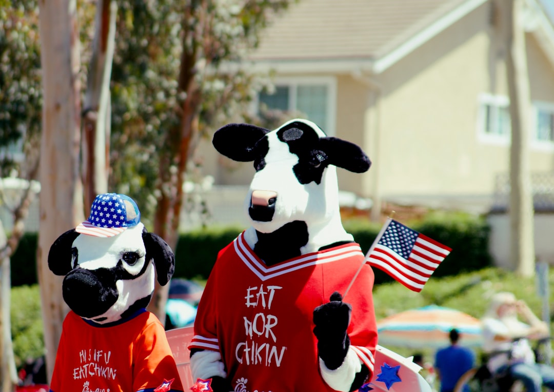 two cow mascots