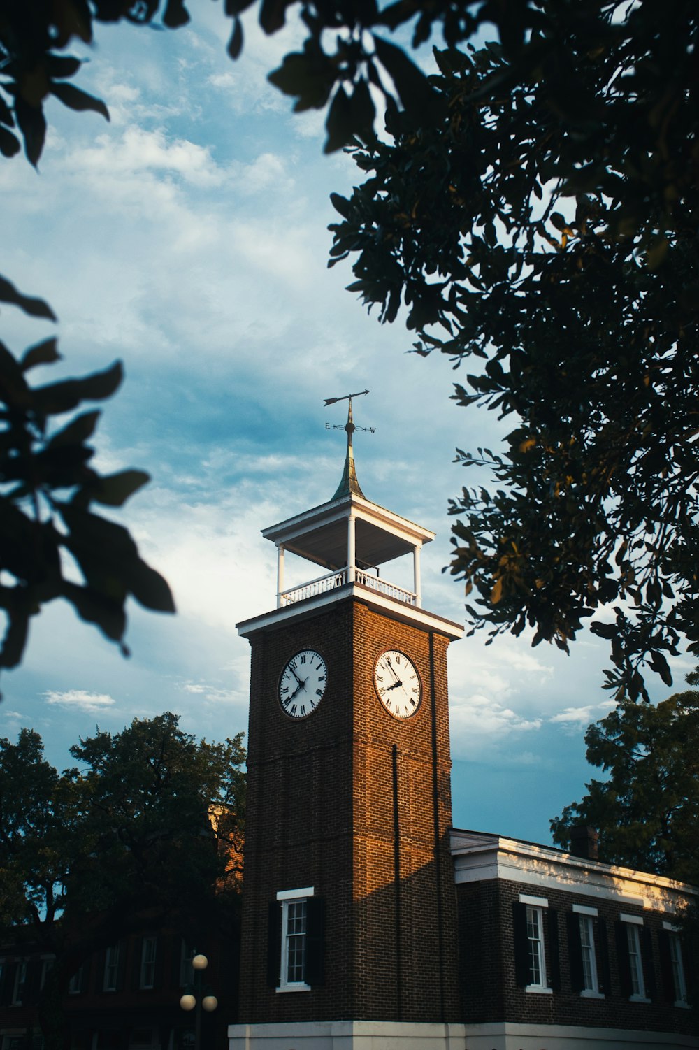 brown and white tower clock