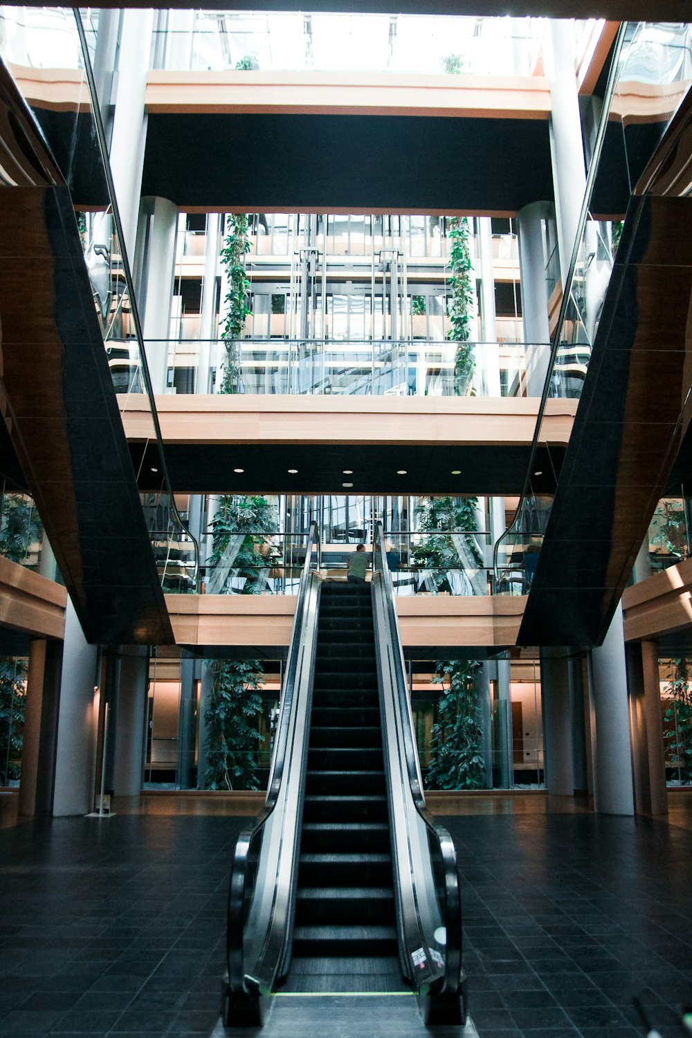 gray and black escalator