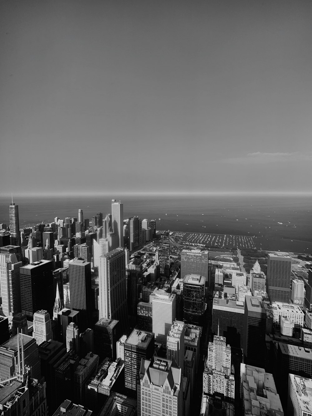 greyscale photo of cityscape