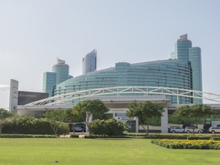 blue high-rise building