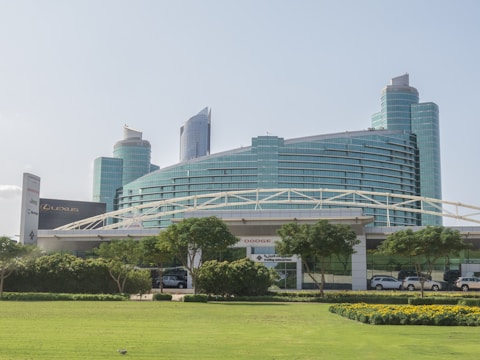 blue high-rise building