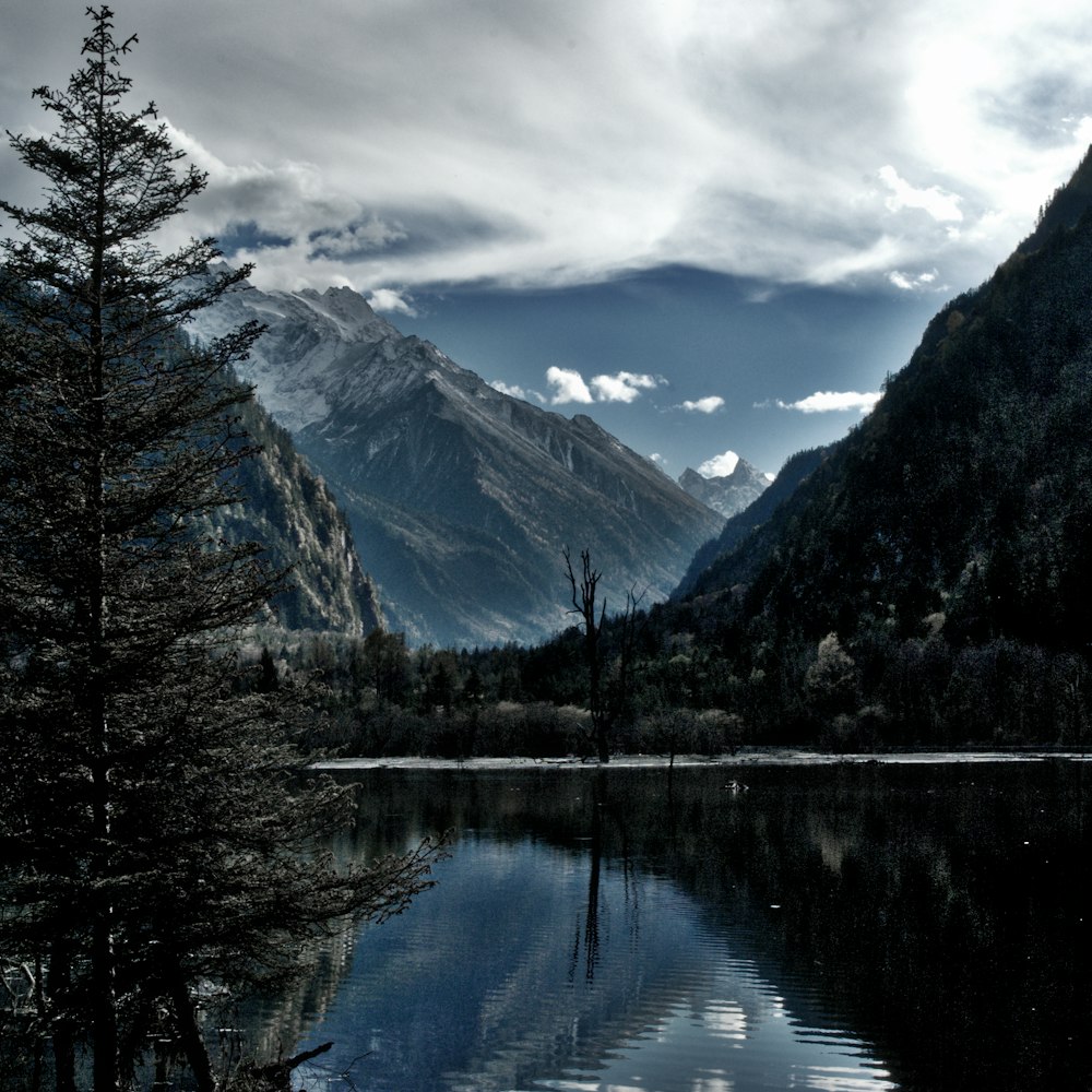 Specchio d'acqua vicino alla montagna