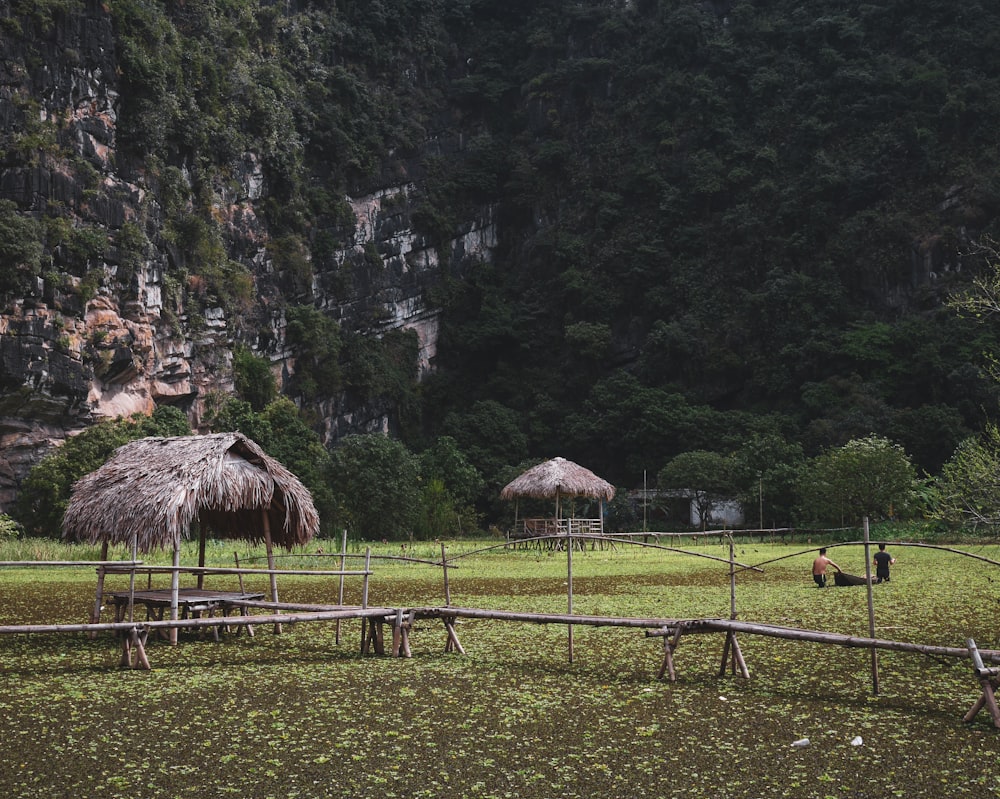 open nipa huts at the farm