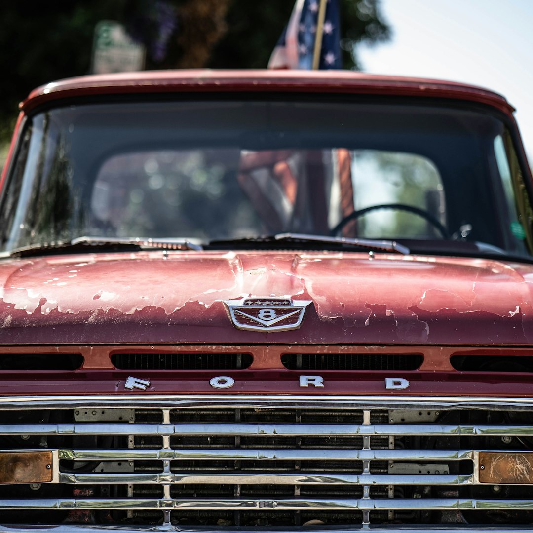 red Ford vehicle