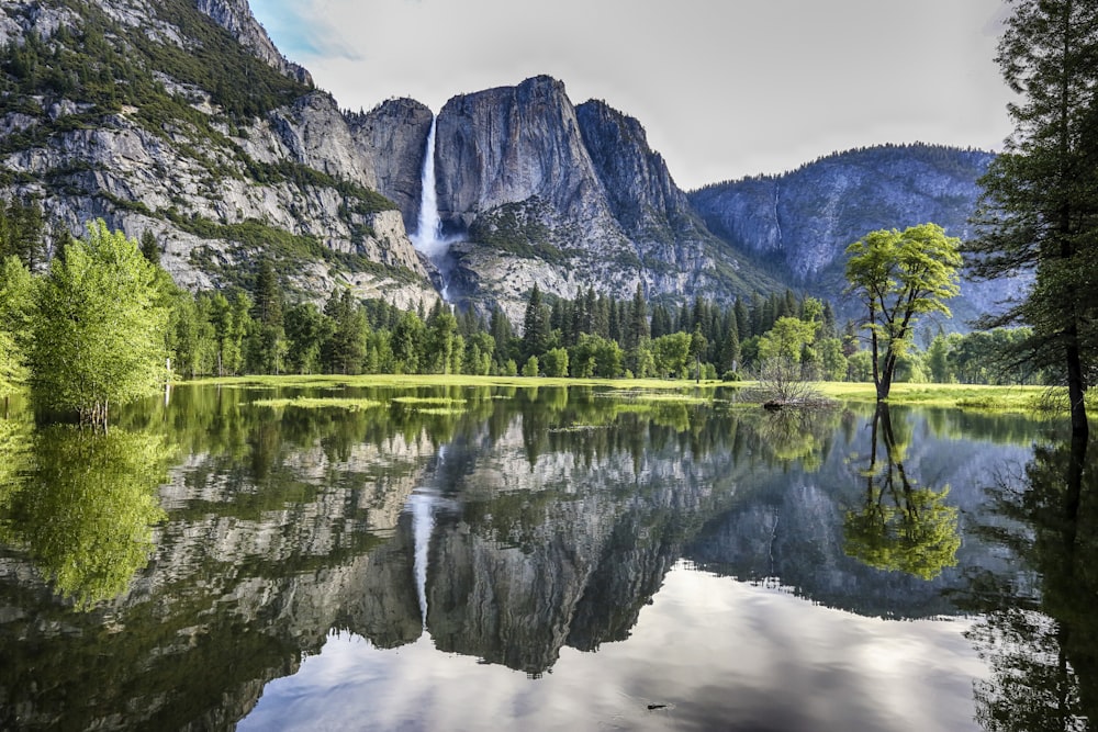 landscape photography of waterfalls