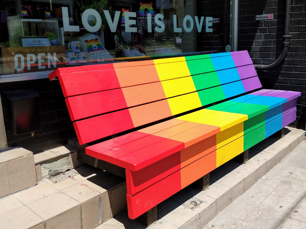 rainbow color bench