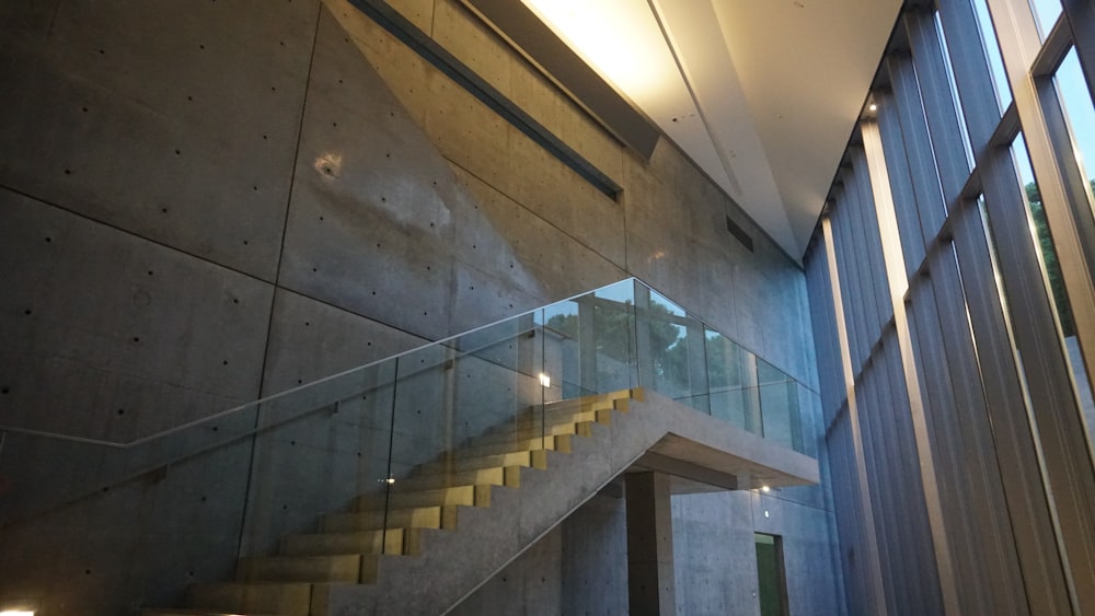 brown glass concrete stairs