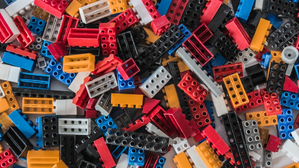 assorted-color interlocking toy block lot