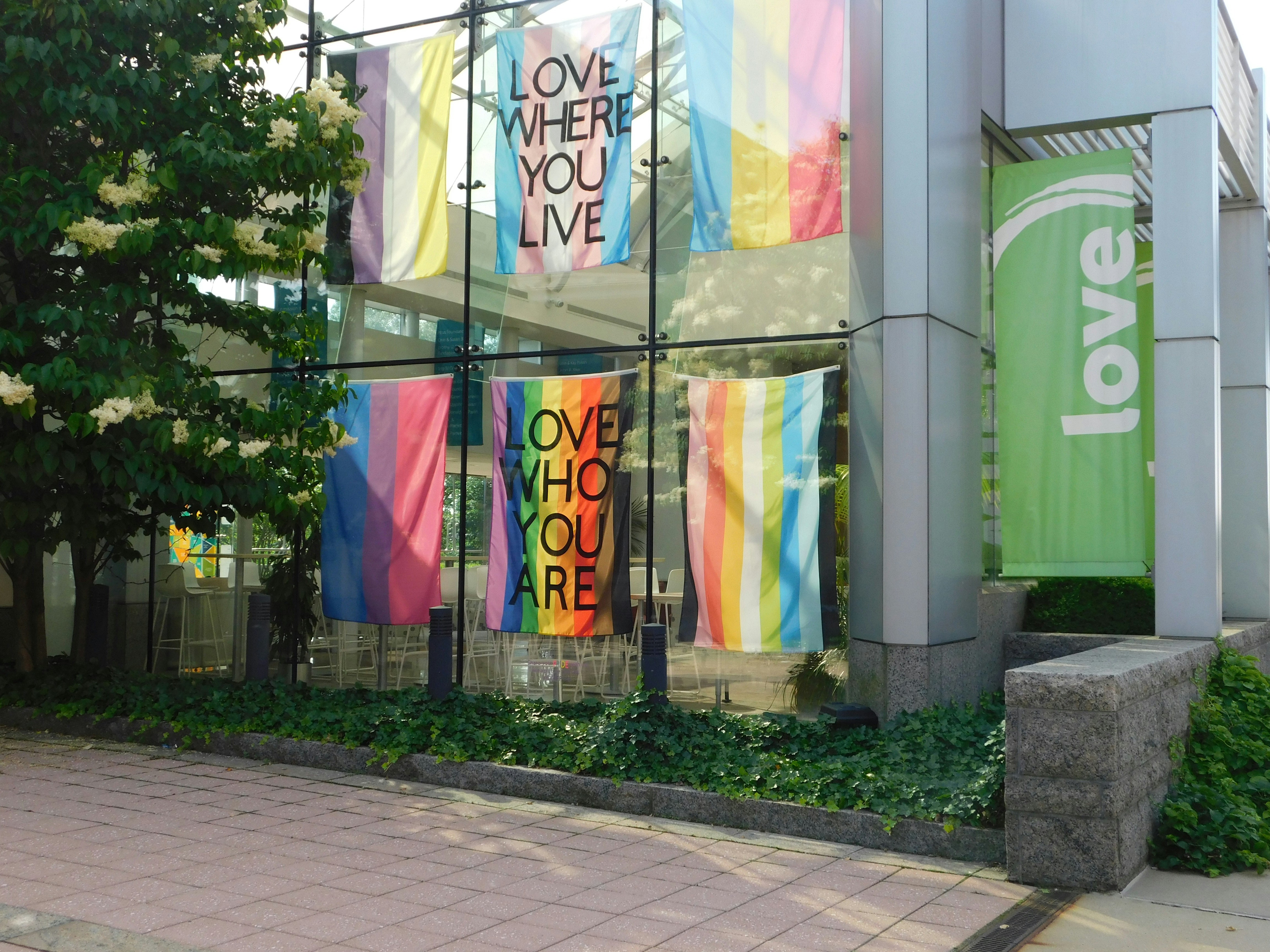flags hanged on walls