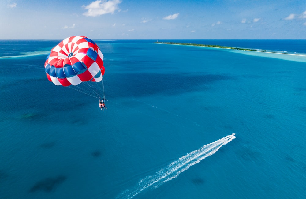 red and white parachutte