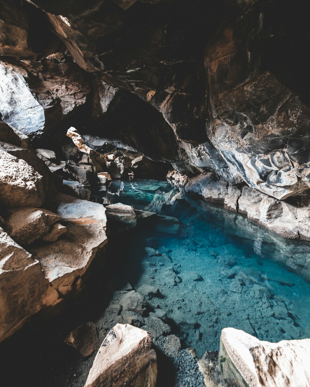 brown rock cave