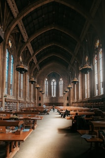 brown wooden table inside building