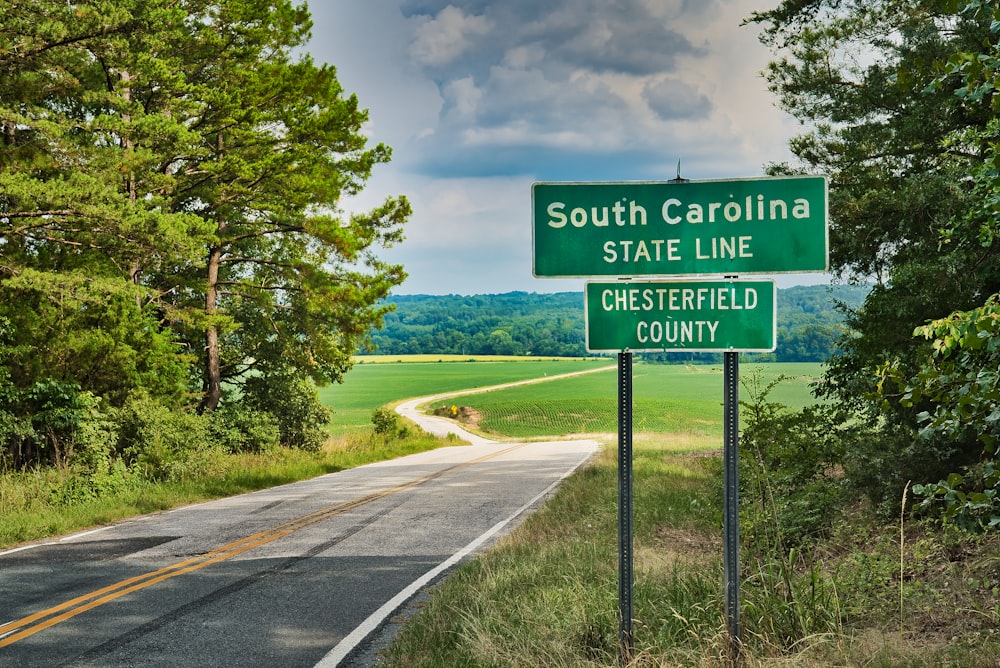 Letrero de la línea estatal de Carolina del Sur