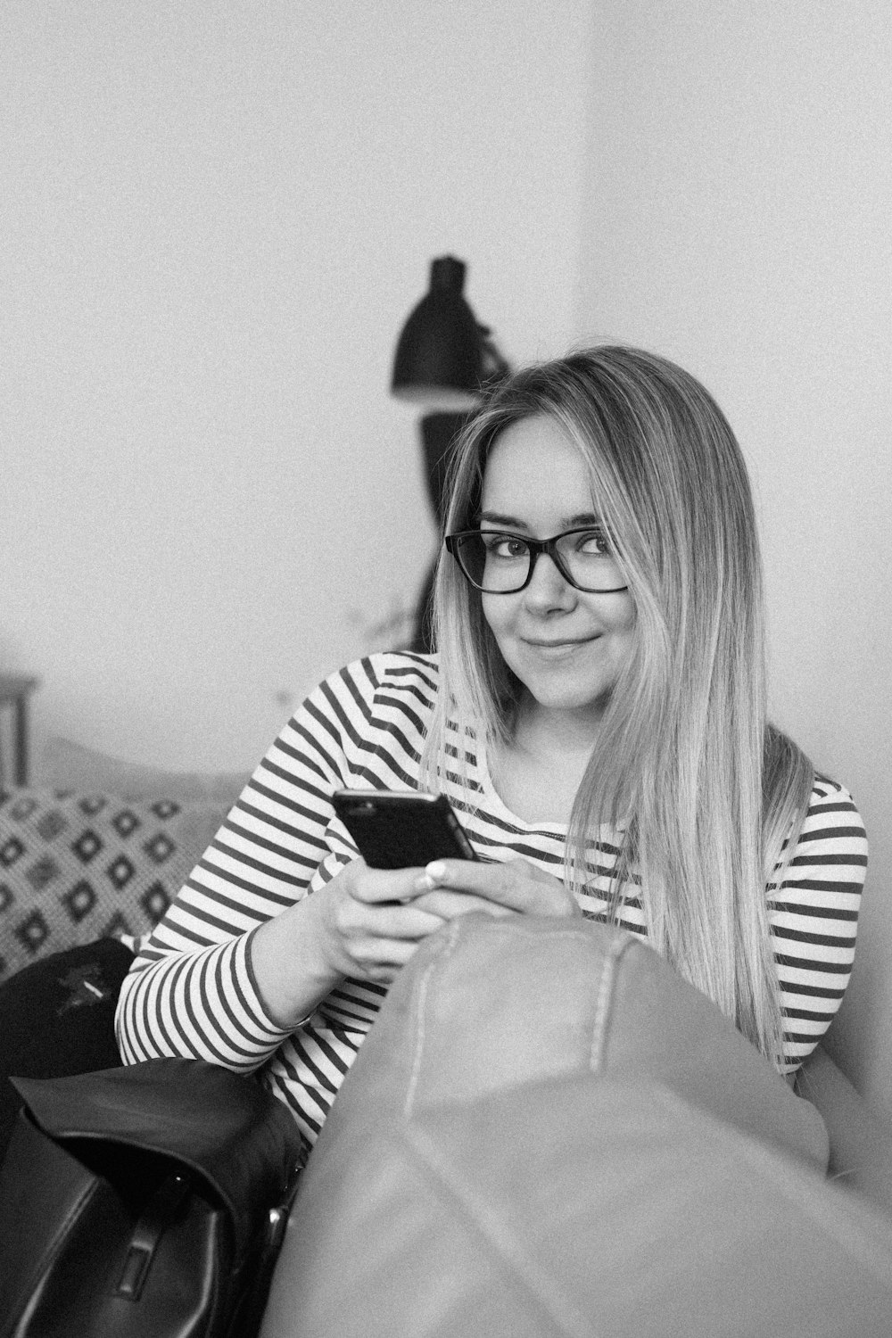 woman sitting on sofa