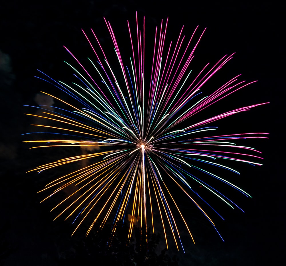 pink and yellow firework