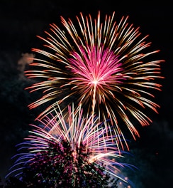 red fireworks at night
