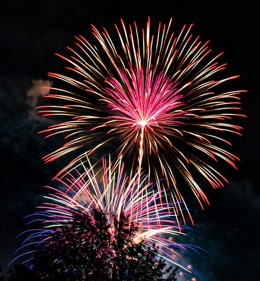 red fireworks at night
