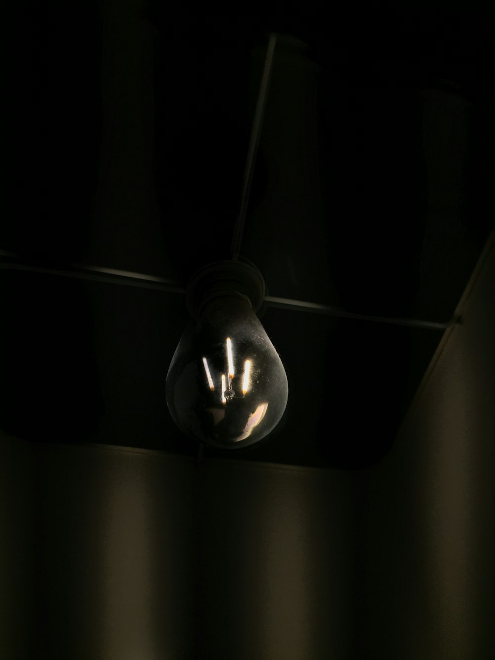 turned-on light bulb