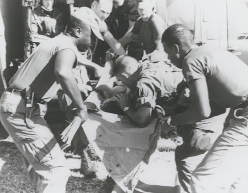 Team members preparing for a transport operation.