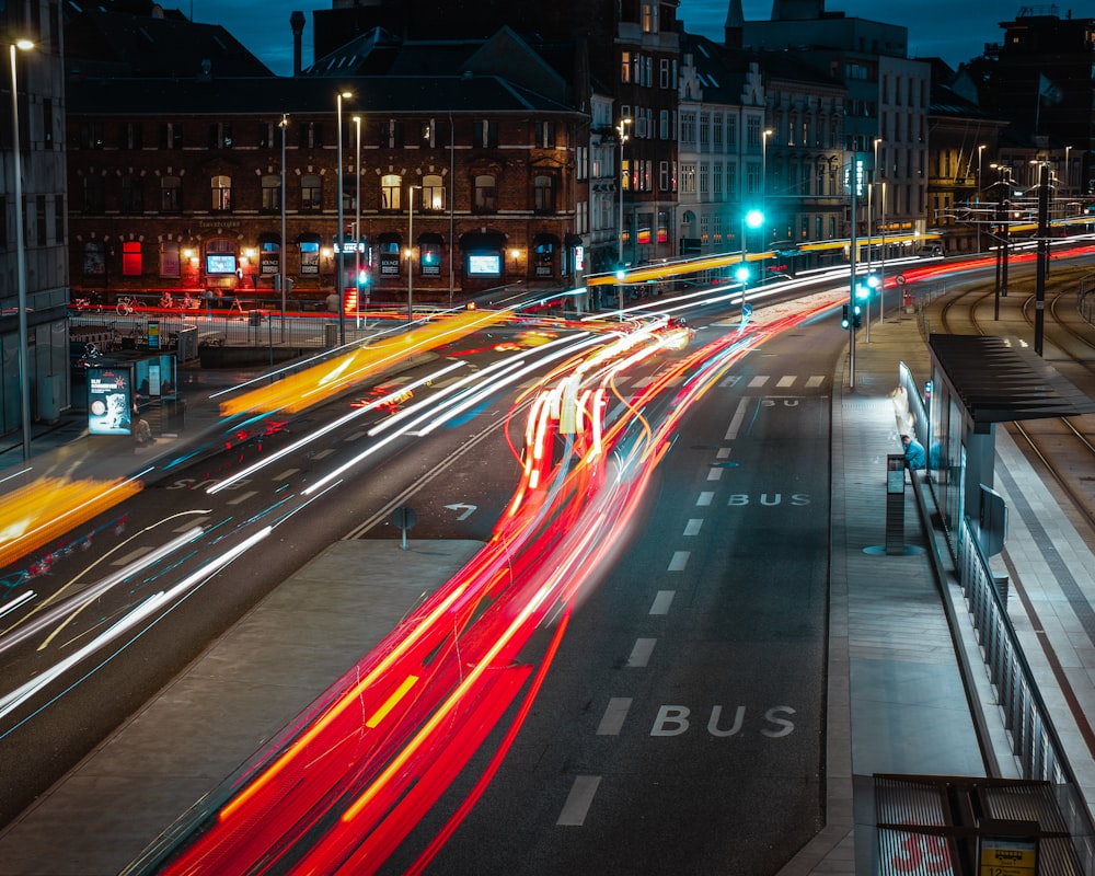 time-lapse photography vehicles on road