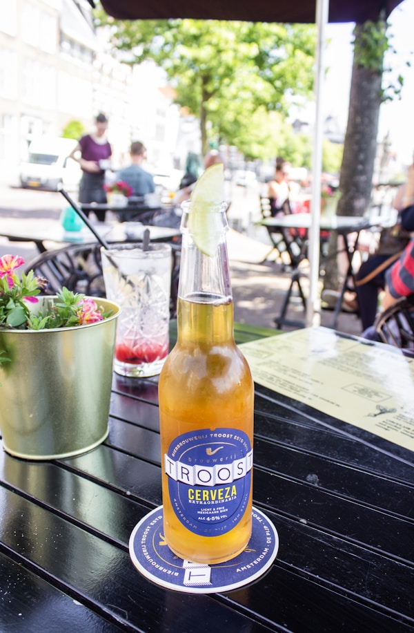 Full troos bottle on table