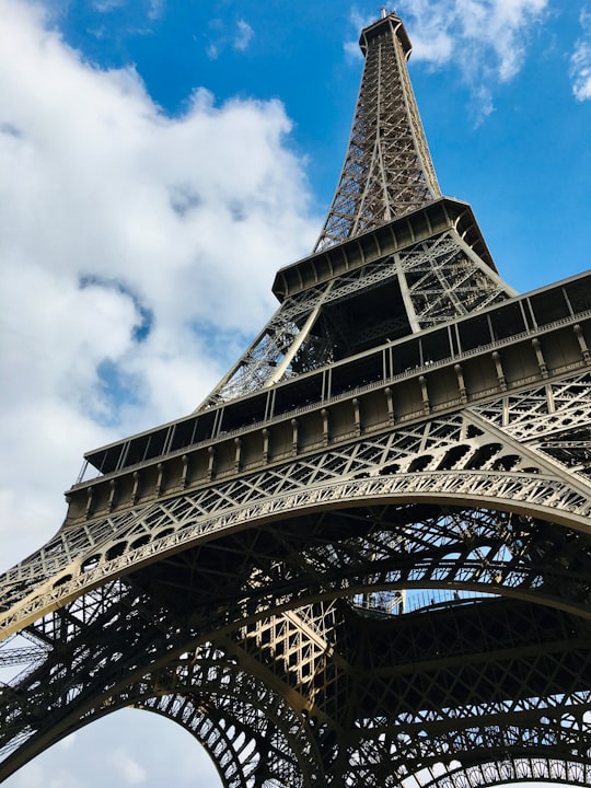 Eiffel Tower under blue sky in Trocadéro Gardens France
