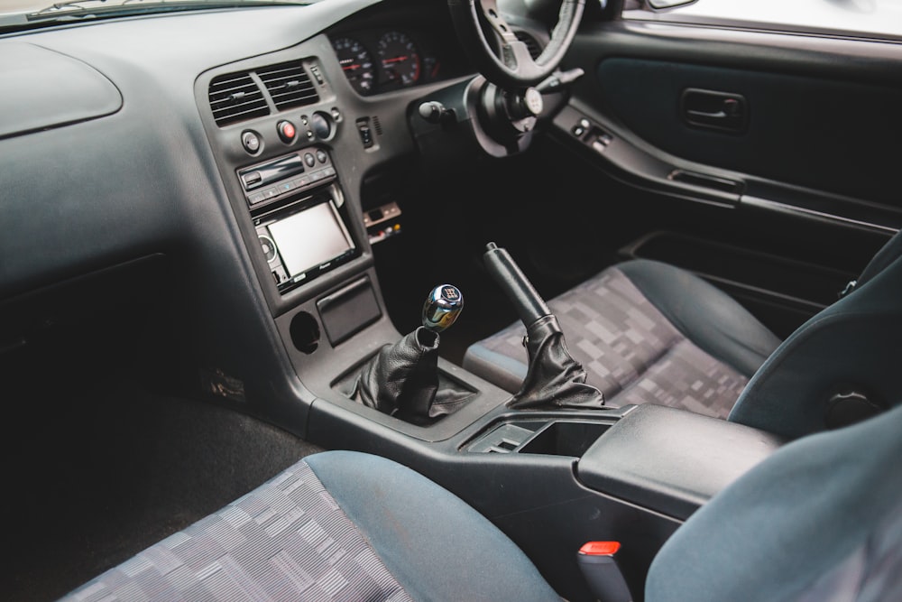 black vehicle interior close-up photography