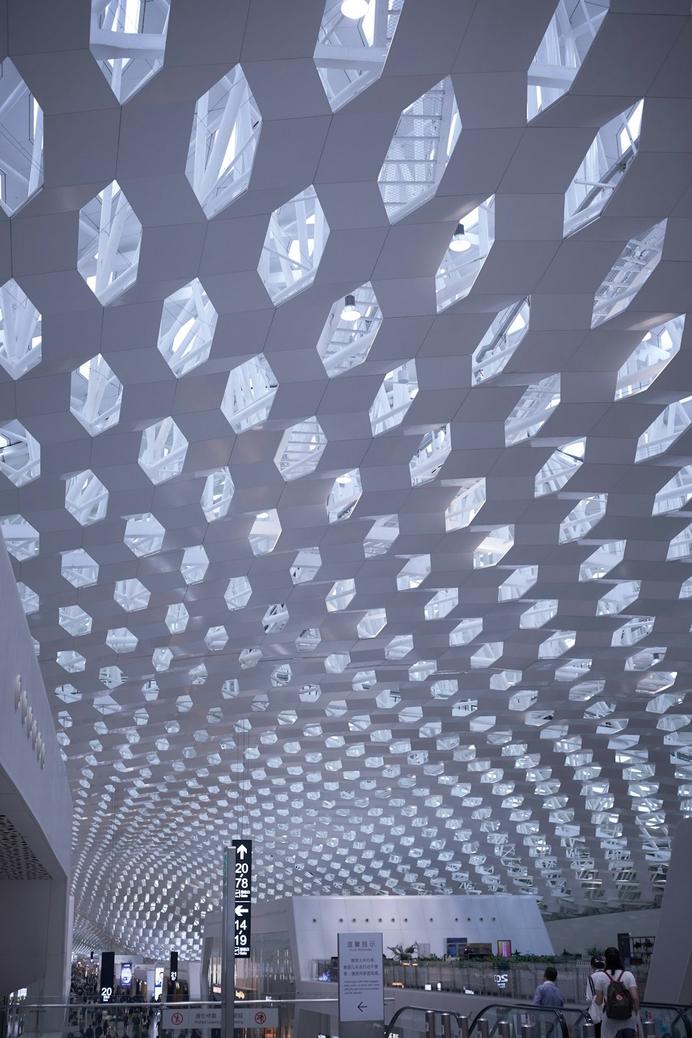 the ceiling of the airport is made of glass blocks