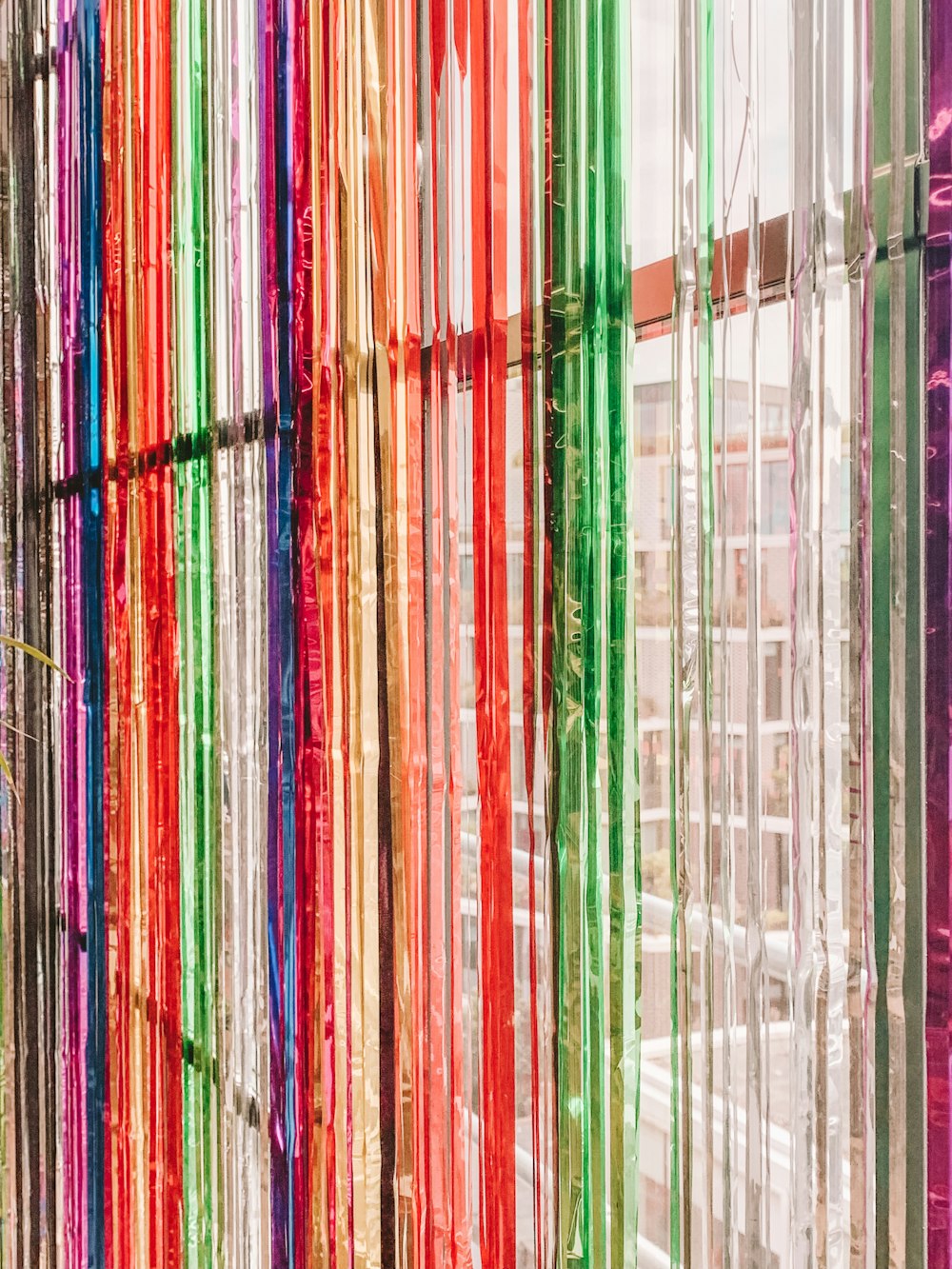 multicolored window curtain