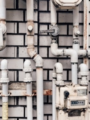 white water pipes with analog water meter