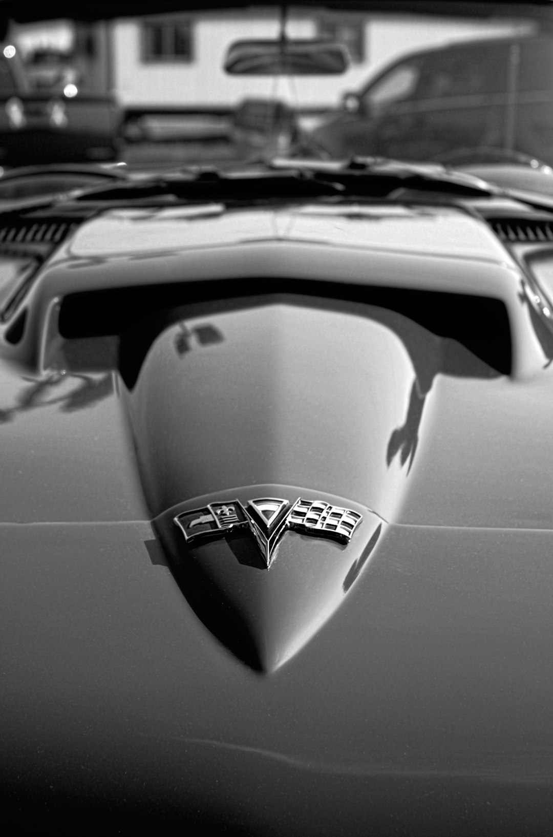 grayscale photography of classic car