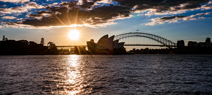 Sydney Opera House and Harbour Bridge at dusk