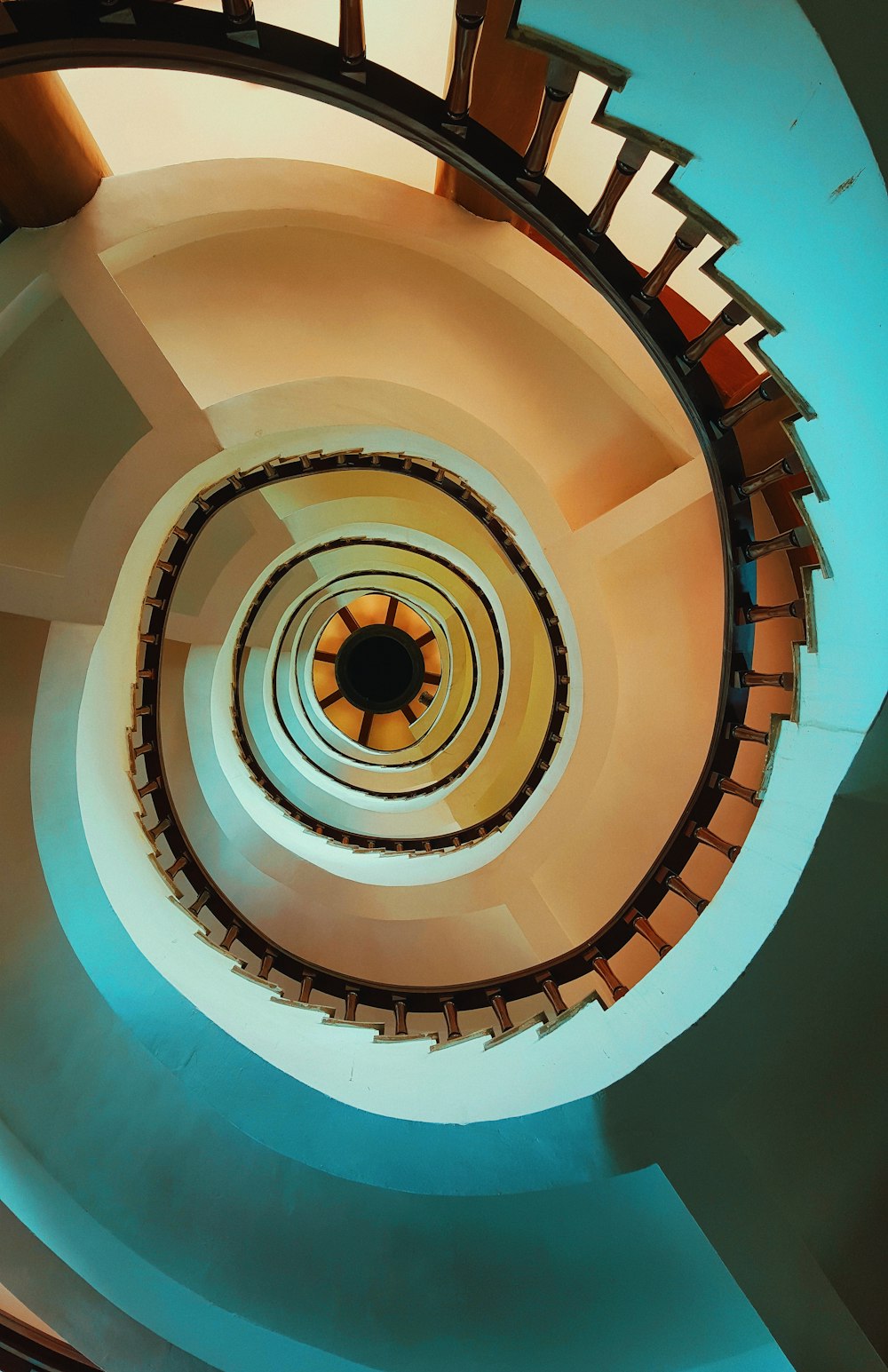 white spiral stairs