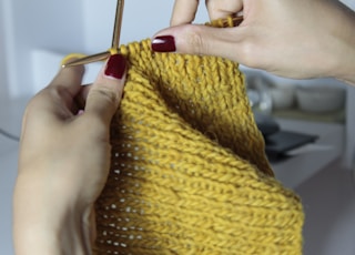 yellow crochet textile