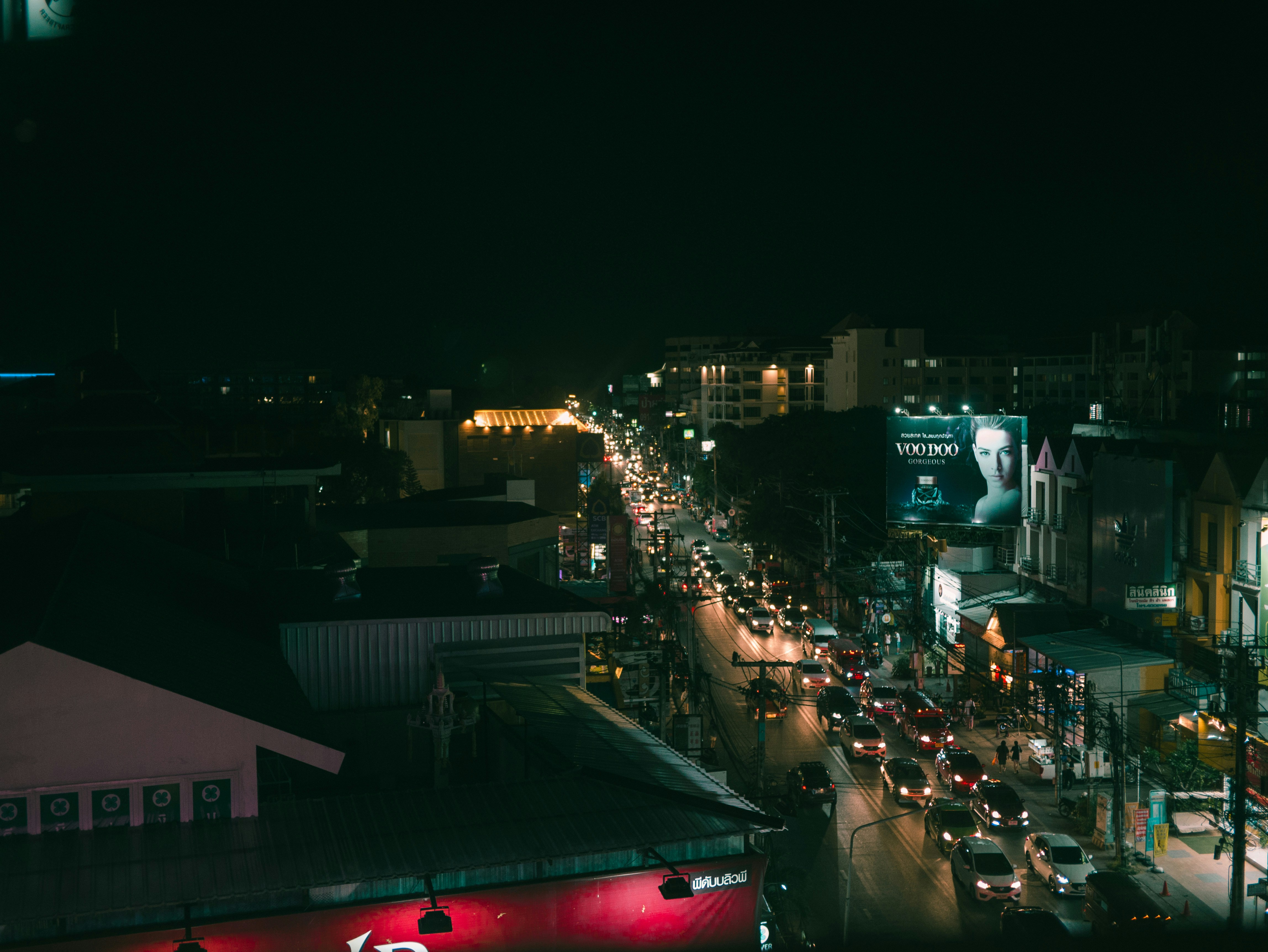 vehicles on road during night, 