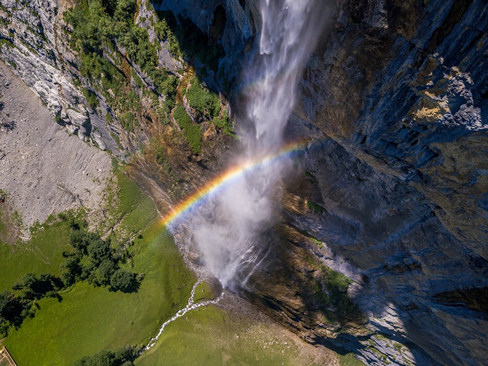 waterfalls with rainbow