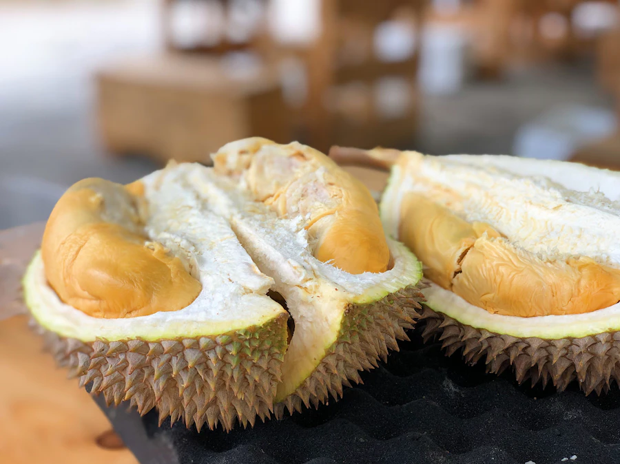 Fresh durian flesh close-up