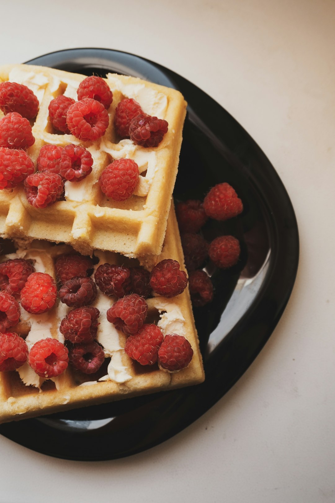 waffles with raspberries