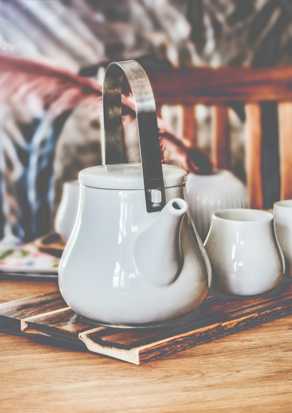 white ceramic teapot