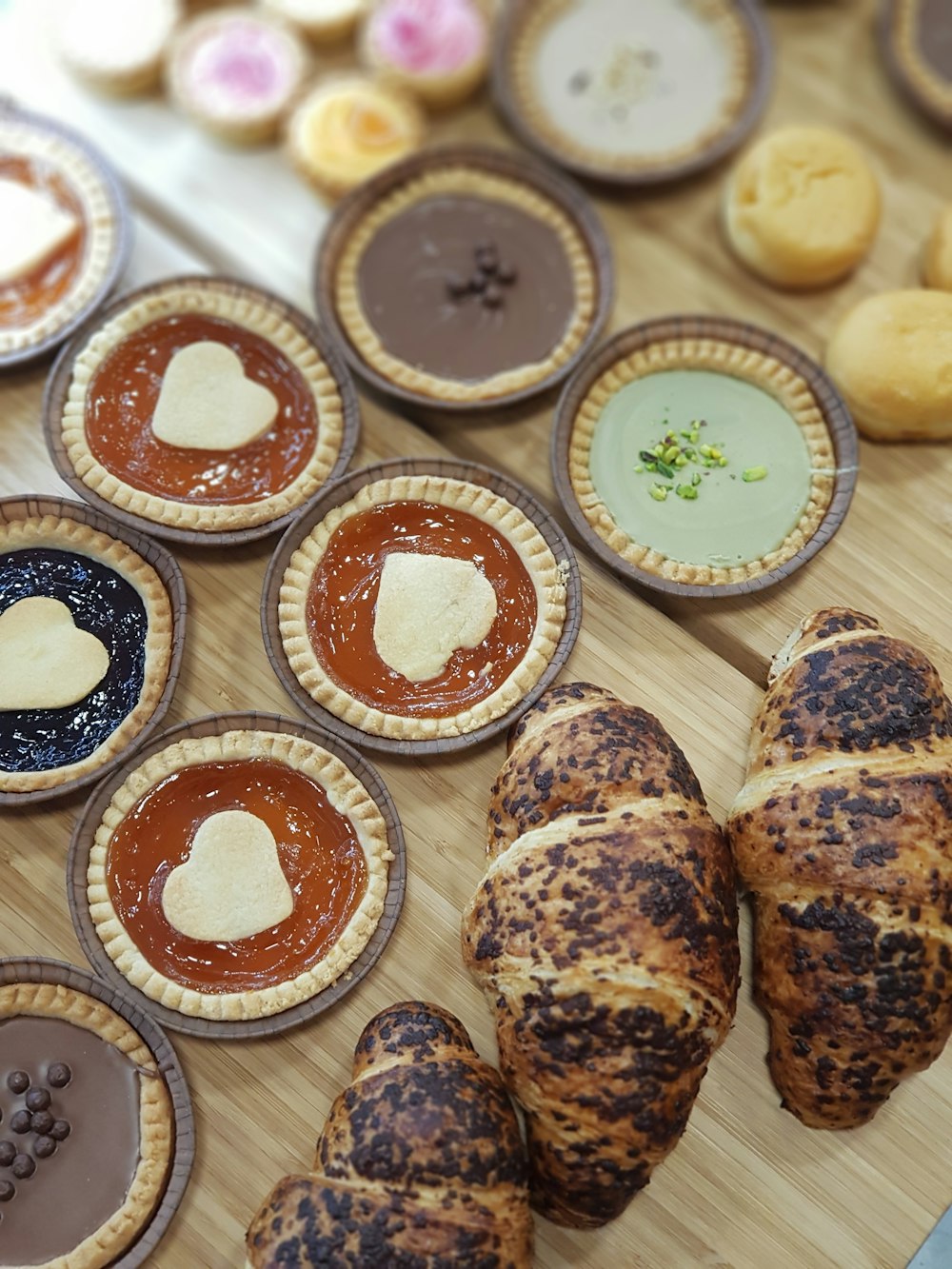 baked pastry on wooden table