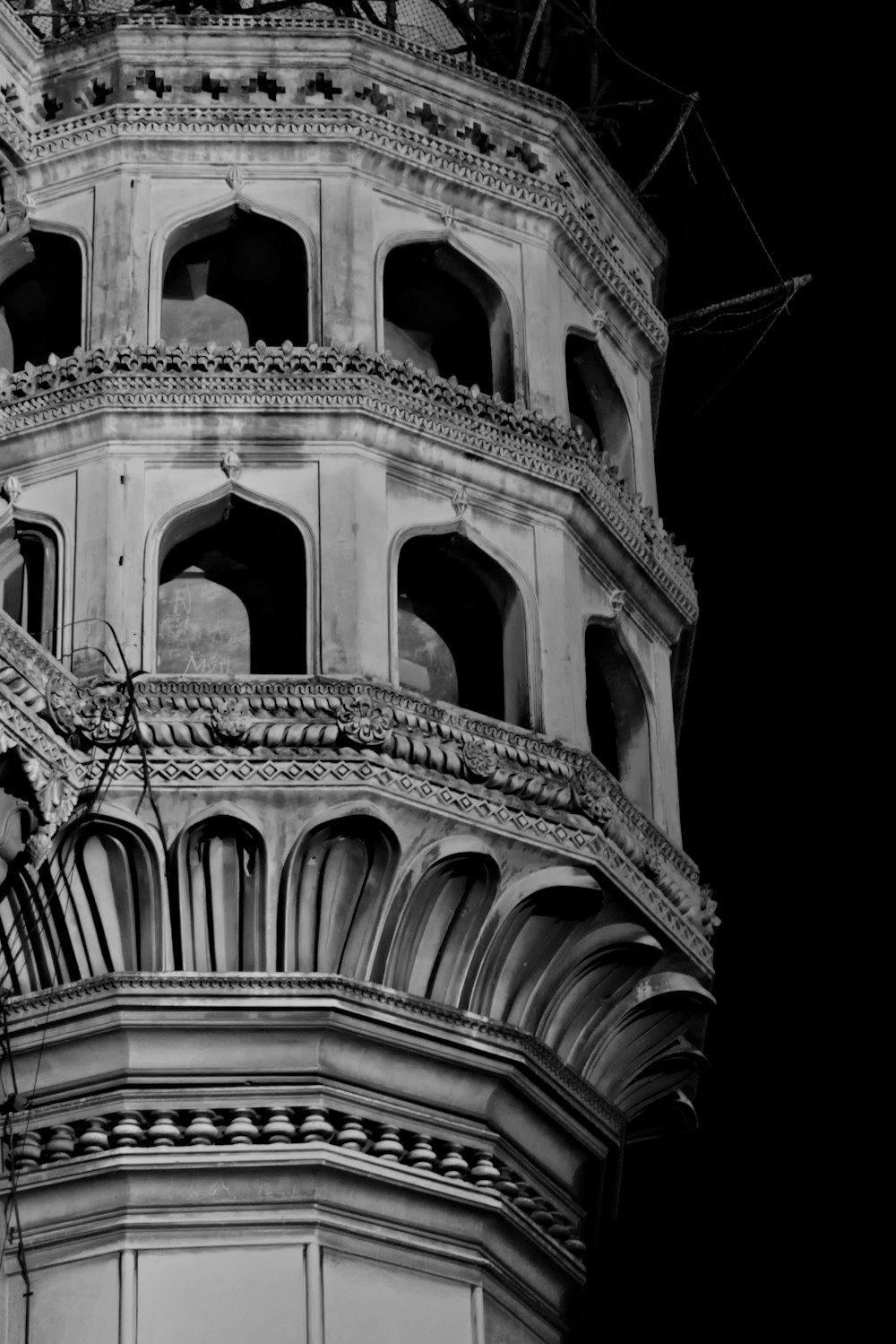 grayscale photography of tower