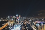 A vibrant cityscape showcasing a travel event.