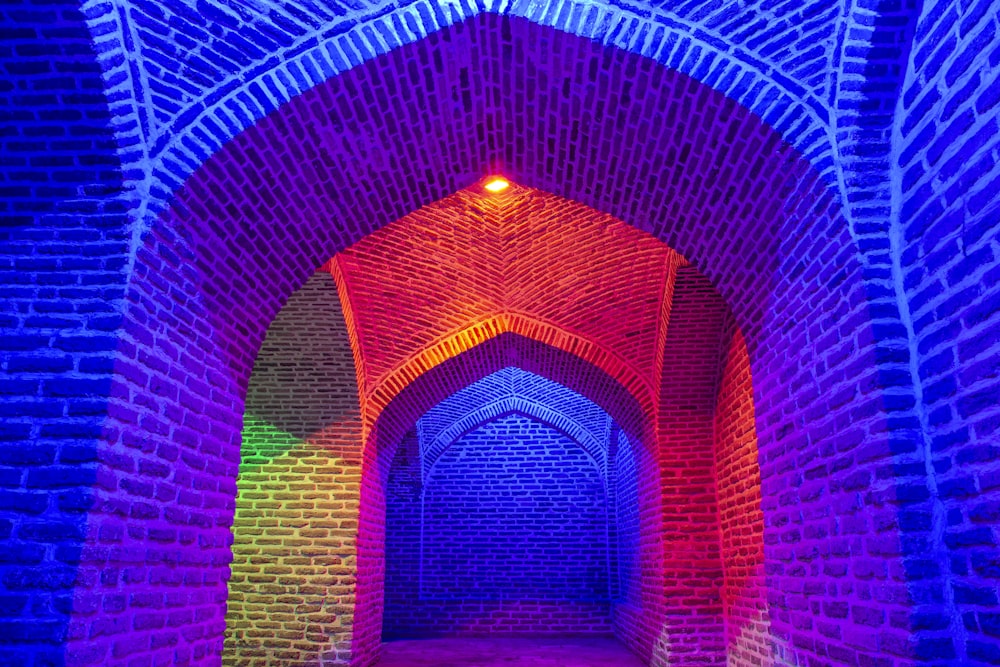 multicolored brick wall light