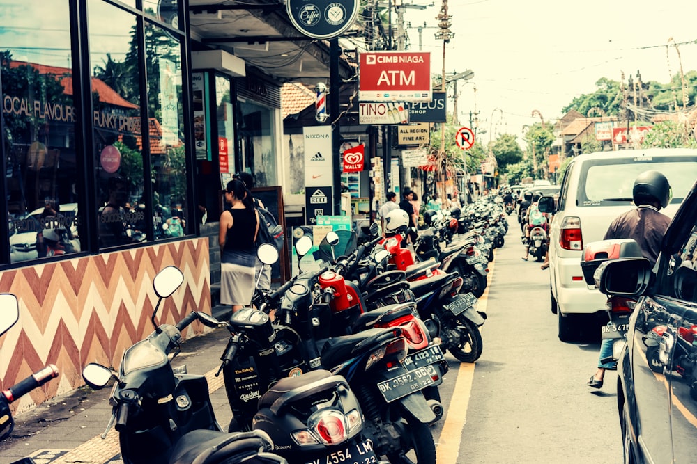 rows of black motorcycles