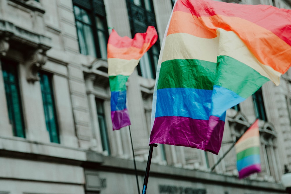 multicolored striped flags