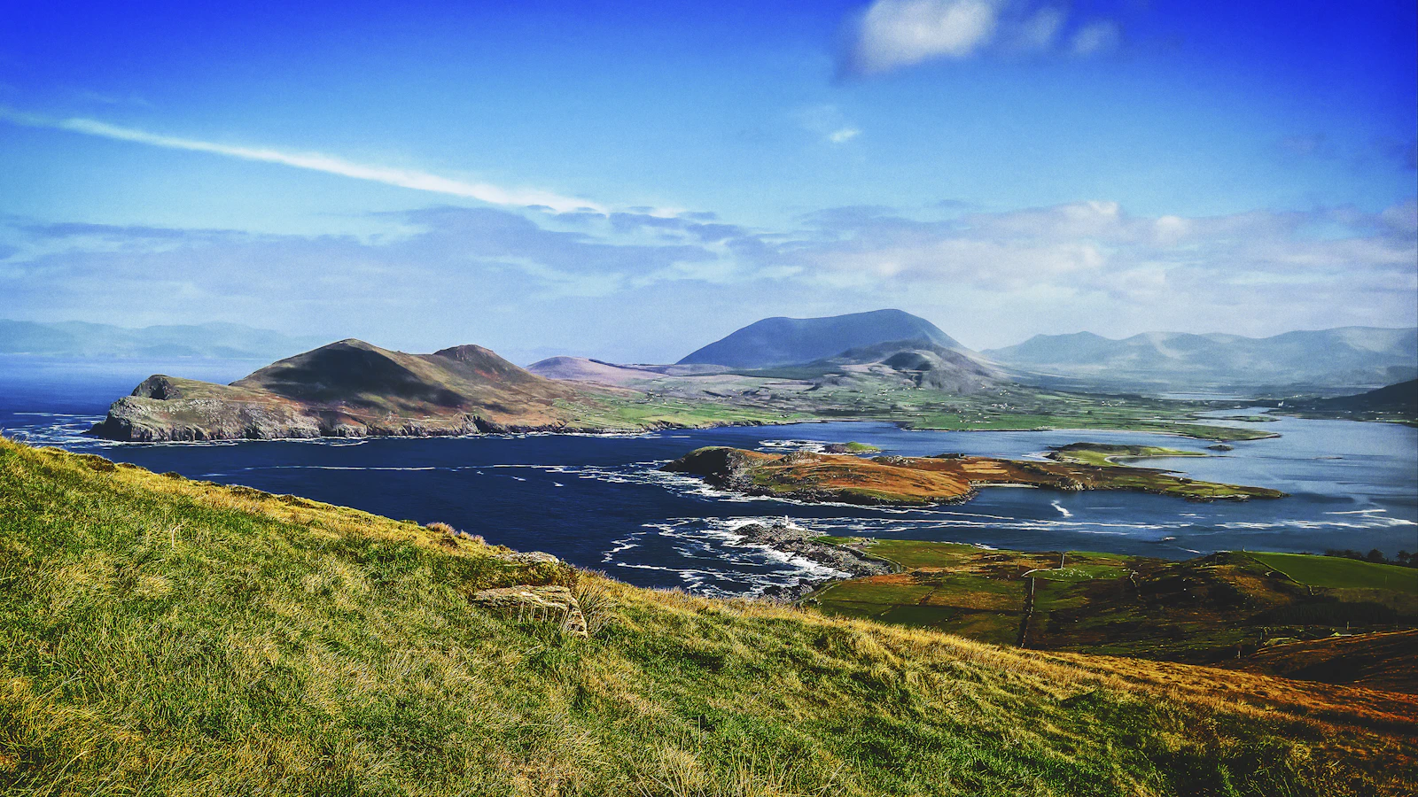Coastal road winding along the Ring of Kerry, Ireland