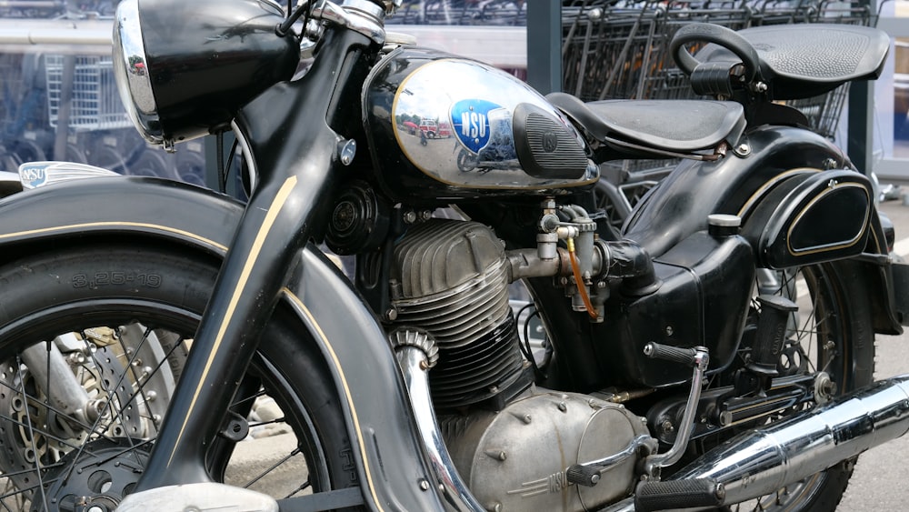 black Royal Enfield classic motorcycle